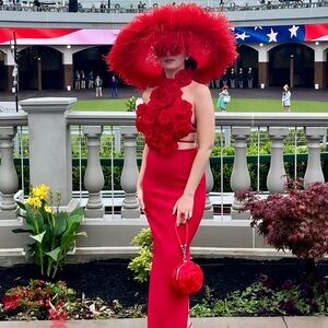 Kentucky Derby Red Rose Dress & Hat